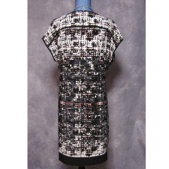 Metaphor Black Gray Abstract Print Shift Dress 12 - Picture 4 of 5